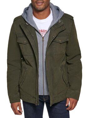 Men's Washed Cotton Hooded Military Jacket | Casual Outerwear, Regular & Big